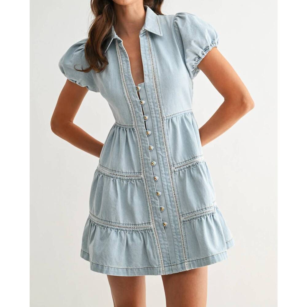 NEW CAMELLIA taylor denim mini dress in light stone